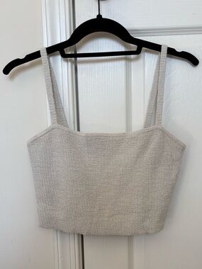 Madewell Halstead Square Neck Cropped Cotton Blend Sweater Tank Top